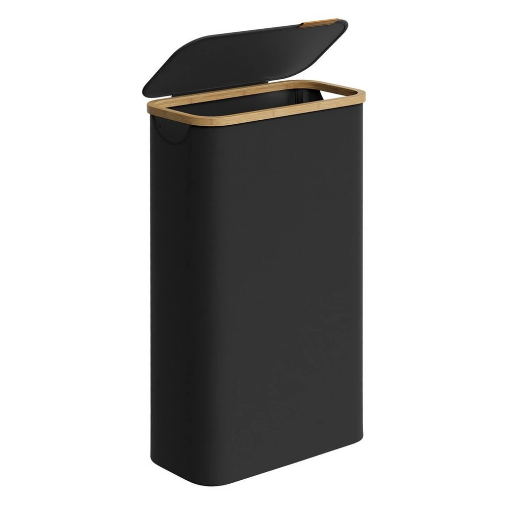 SONGMICS Wäschekorb, 65 L, herausnehmbarer Wäschesack, Bambusgriffe