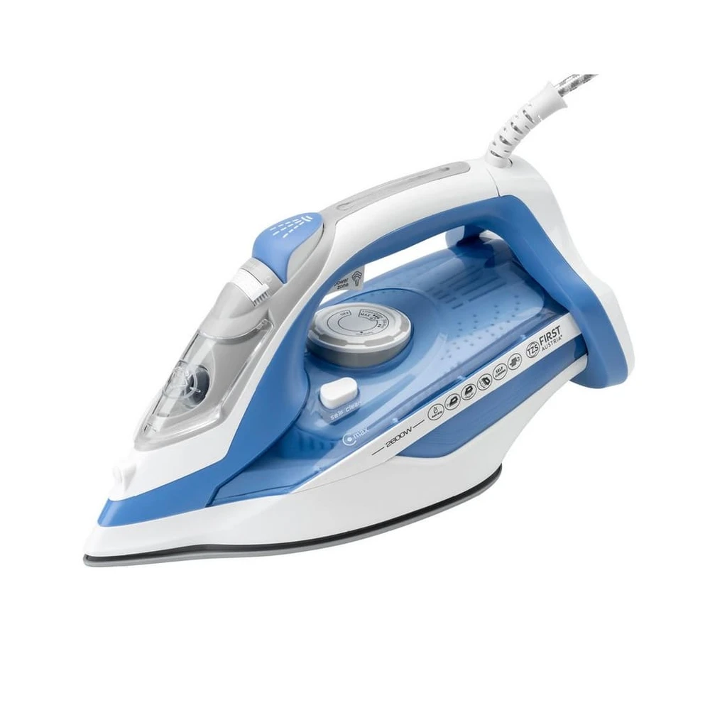 TZS FIRST AUSTRIA Dampfbügeleisen 2600W, Keramiksohle, 450ml Wassertank, Blau